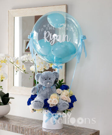 Flower arrangement for new born gift